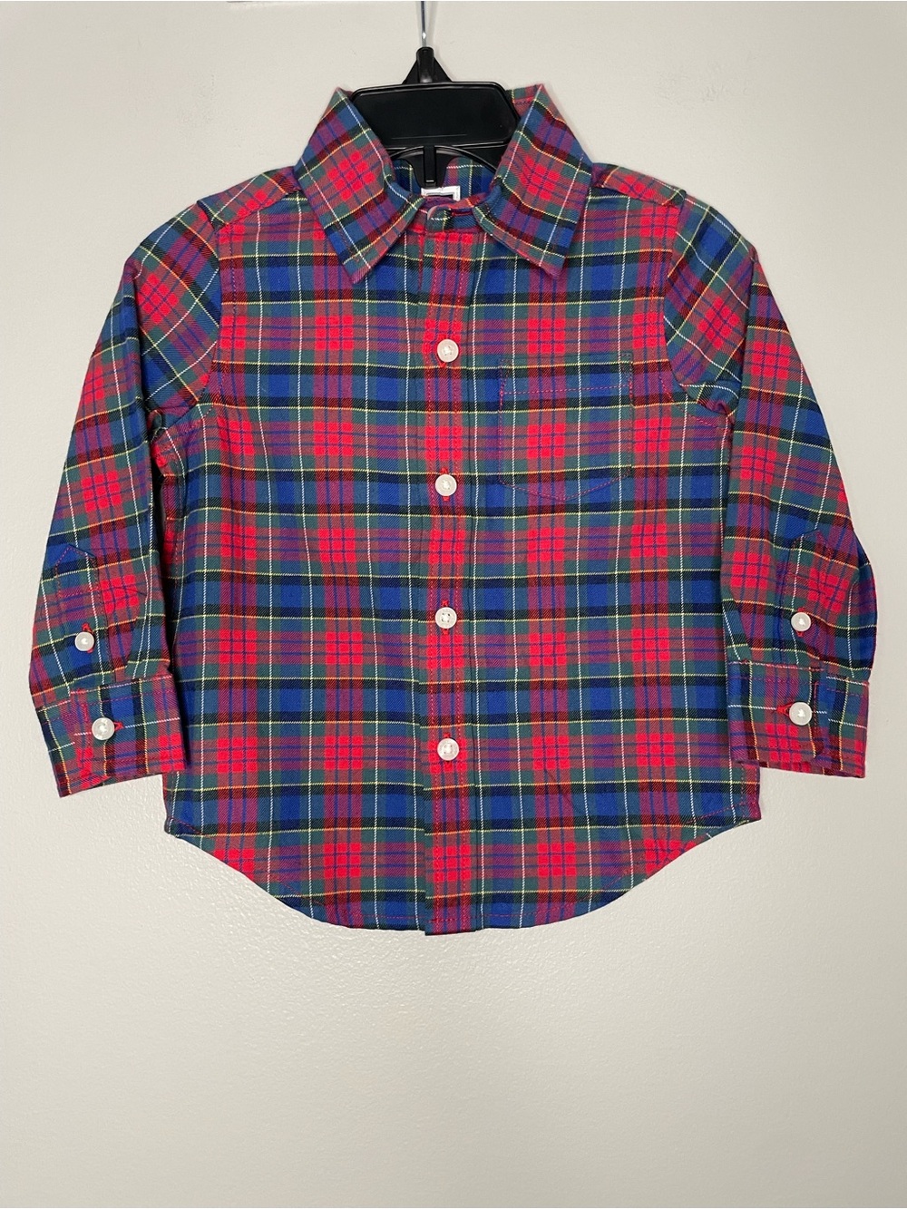 Janie and Jack Red Tartan Plaid Button Down Shirt NWT